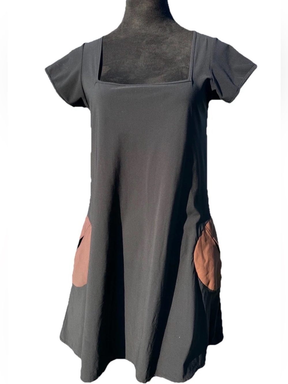 Karla Colletto Avant Garde Black Pocket Dress Minimalist Art To Wear Size L